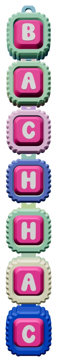 Móc khóa Alphabet Clicker chữ BACHHAC — chính diện
