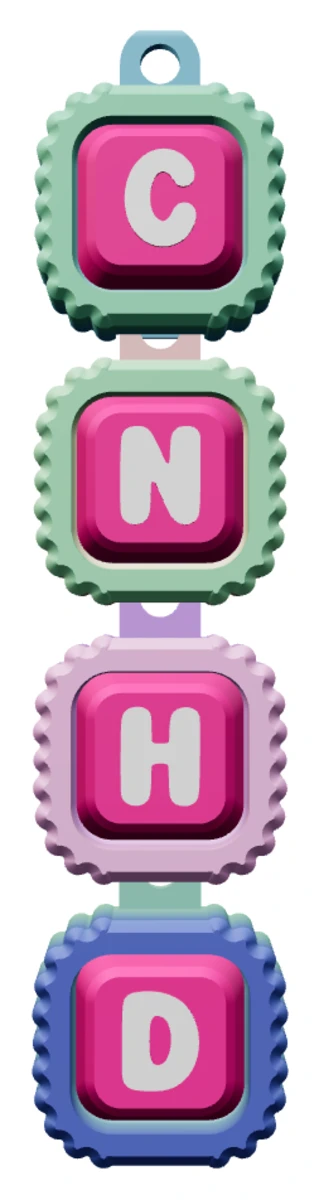 Móc khóa Alphabet Clicker chữ CNHD — chính diện