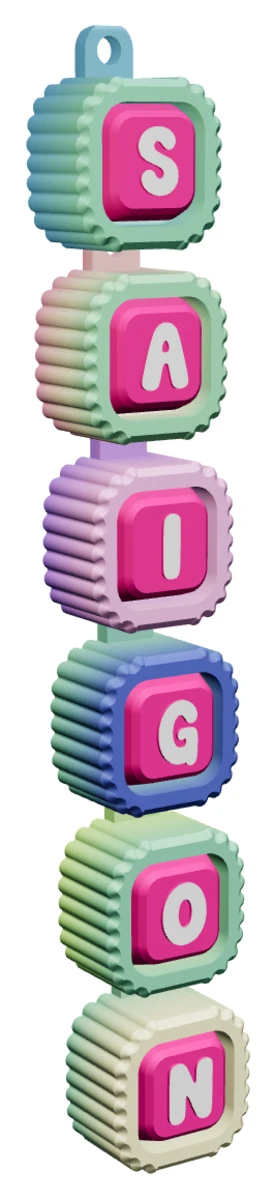 Móc khóa Alphabet Clicker chữ HAYDAY — góc ba phần tư phải