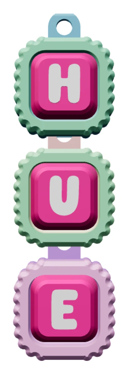 Móc khóa Alphabet Clicker chữ HUE — chính diện