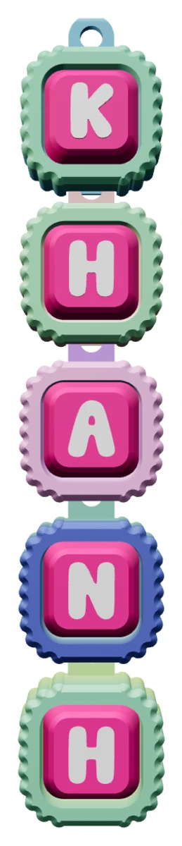 Móc khóa Alphabet Clicker chữ KHANH — chính diện