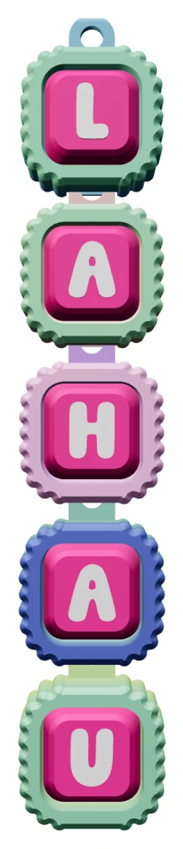 Móc khóa Alphabet Clicker chữ LAHAU — chính diện