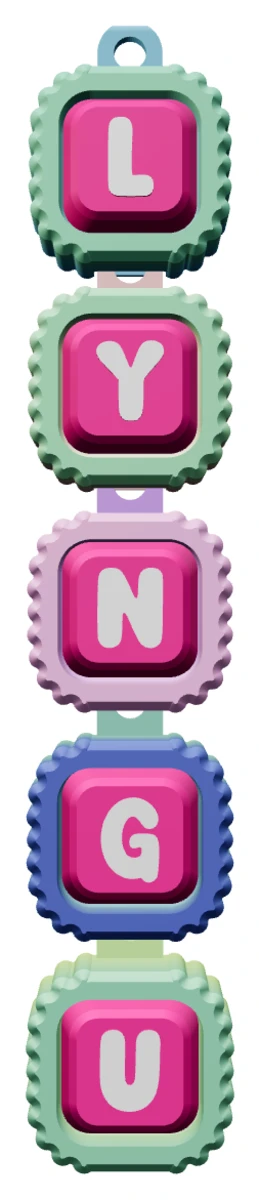 Móc khóa Alphabet Clicker chữ LYNGU — chính diện