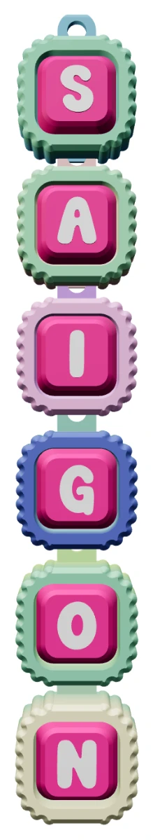 Móc khóa Alphabet Clicker chữ SAIGON — chính diện